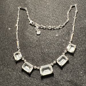 Swarovski Silver Tone Clear Crystal Necklace 16-18.5” Formal Wedding